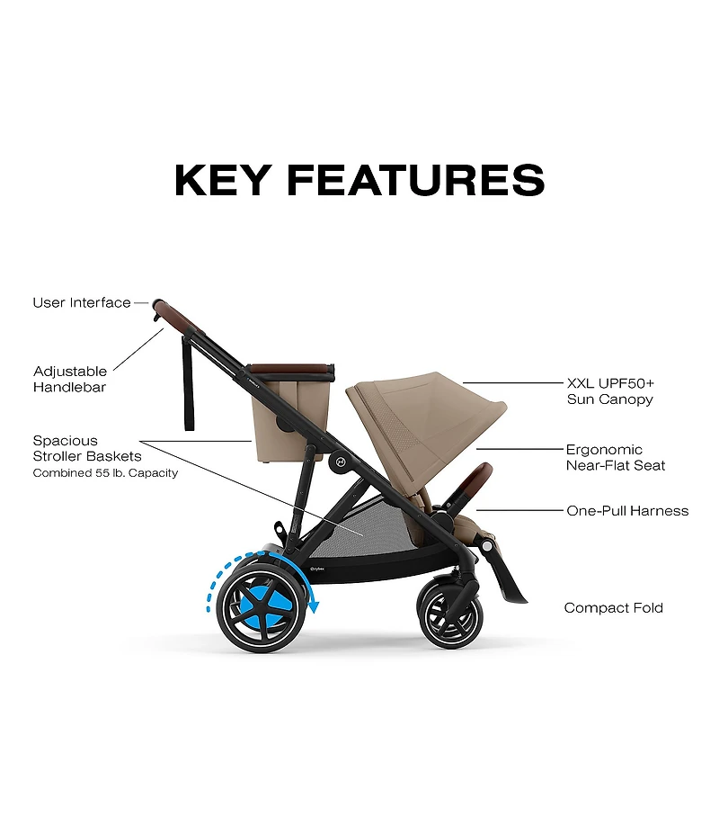 Cybex E-Gazelle S Stroller & Cloud G Pro Infant Car Seat With Load Leg Base Travel System