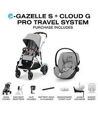 Cybex E-Gazelle S Stroller & Cloud G Pro Infant Car Seat With Load Leg Base Travel System
