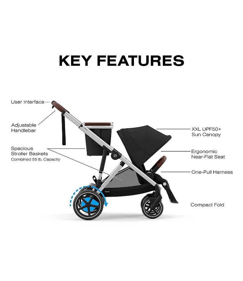 Cybex E-Gazelle S Stroller & Cloud G Pro Infant Car Seat With Load Leg Base Travel System