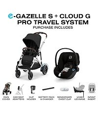 Cybex E-Gazelle S Stroller & Cloud G Pro Infant Car Seat With Load Leg Base Travel System