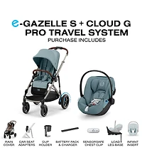 Cybex E-Gazelle S Stroller & Cloud G Pro Infant Car Seat With Load Leg Base Travel System
