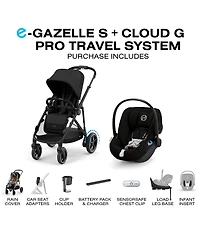 Cybex E-Gazelle S Stroller & Cloud G Pro Infant Car Seat With Load Leg Base Travel System