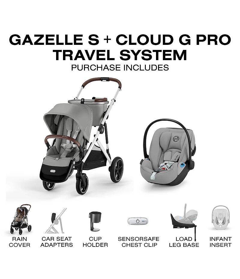 Cybex Gazelle S Stroller & Cloud G Pro Infant Car Seat with Load Leg Base Travel System