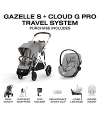 Cybex Gazelle S Stroller & Cloud G Pro Infant Car Seat with Load Leg Base Travel System
