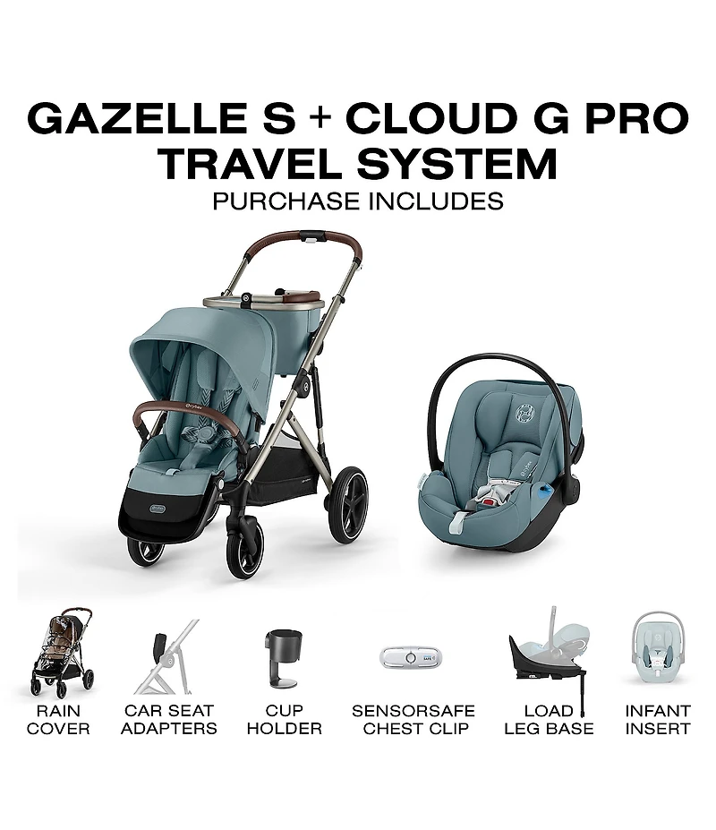 Cybex Gazelle S Stroller & Cloud G Pro Infant Car Seat with Load Leg Base Travel System