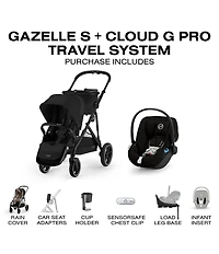Cybex Gazelle S Stroller & Cloud G Pro Infant Car Seat with Load Leg Base Travel System