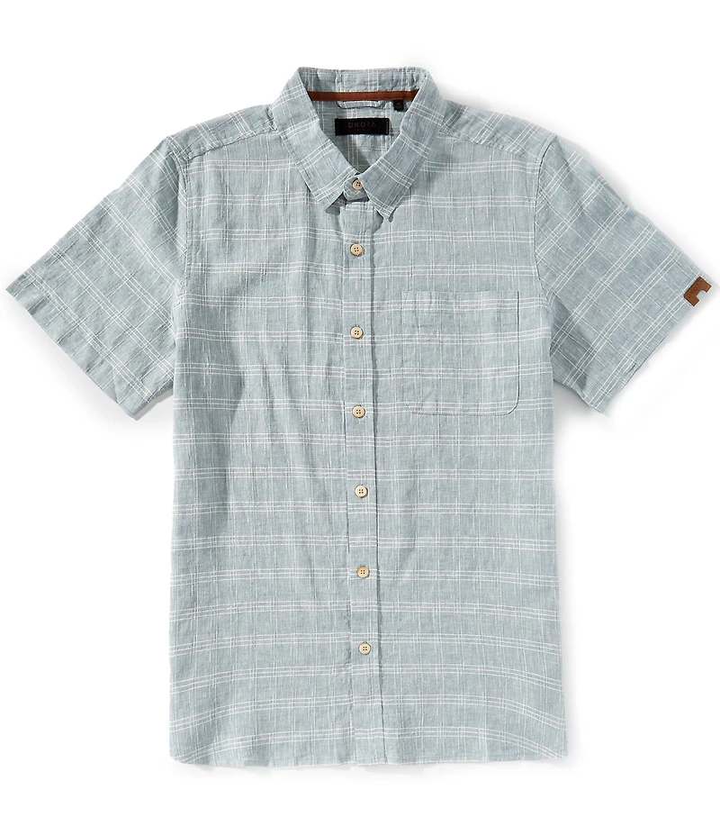 Dakota Grizzly Nate Short Sleeve Windowpane Plaid Woven Shirt