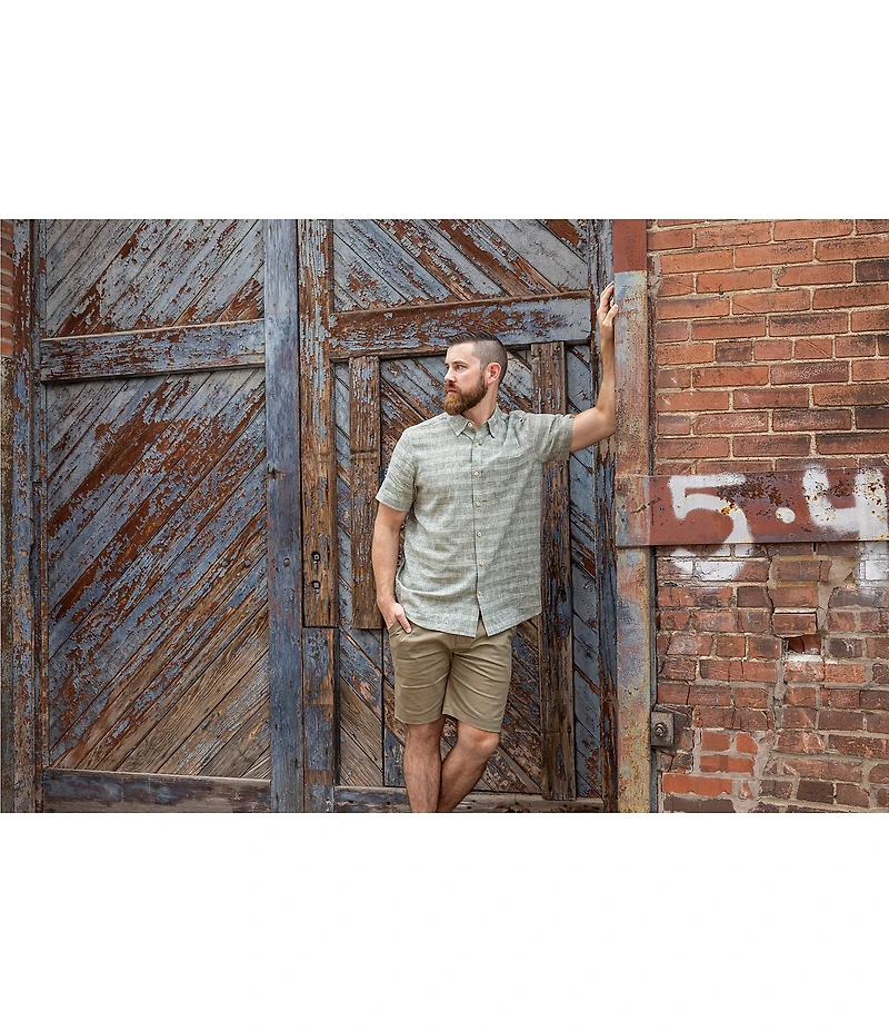 Dakota Grizzly Nate Short Sleeve Windowpane Plaid Woven Shirt