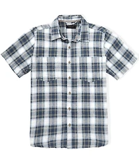 Dakota Grizzly Tad Linen Blend Plaid Short Sleeve Woven Shirt