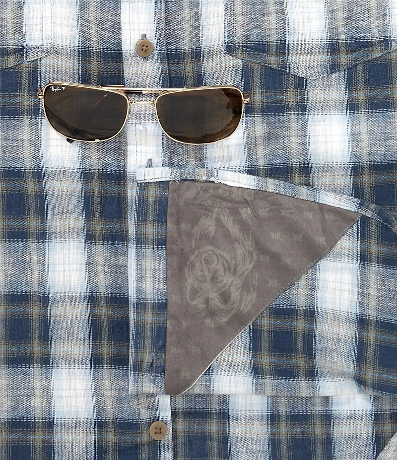 Dakota Grizzly Tad Linen Blend Plaid Short Sleeve Woven Shirt