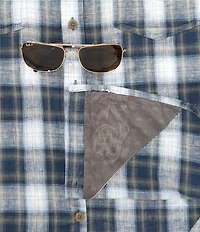 Dakota Grizzly Tad Linen Blend Plaid Short Sleeve Woven Shirt