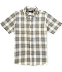 Dakota Grizzly Tad Linen Blend Plaid Short Sleeve Woven Shirt