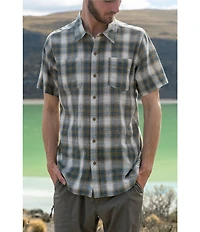 Dakota Grizzly Tad Linen Blend Plaid Short Sleeve Woven Shirt