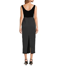 Damaris Bailey Amelie Velvet Sweetheart Bow Neckline Sleeveless Midi Dress