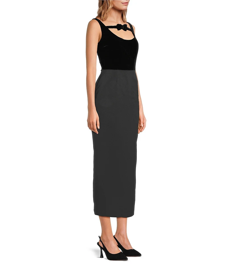 Damaris Bailey Amelie Velvet Sweetheart Bow Neckline Sleeveless Midi Dress