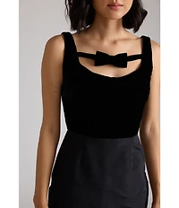 Damaris Bailey Amelie Velvet Sweetheart Bow Neckline Sleeveless Midi Dress