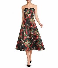 Damaris Bailey Blanca Duchess Satin Sweetheart Neck Strapless Midi Dress