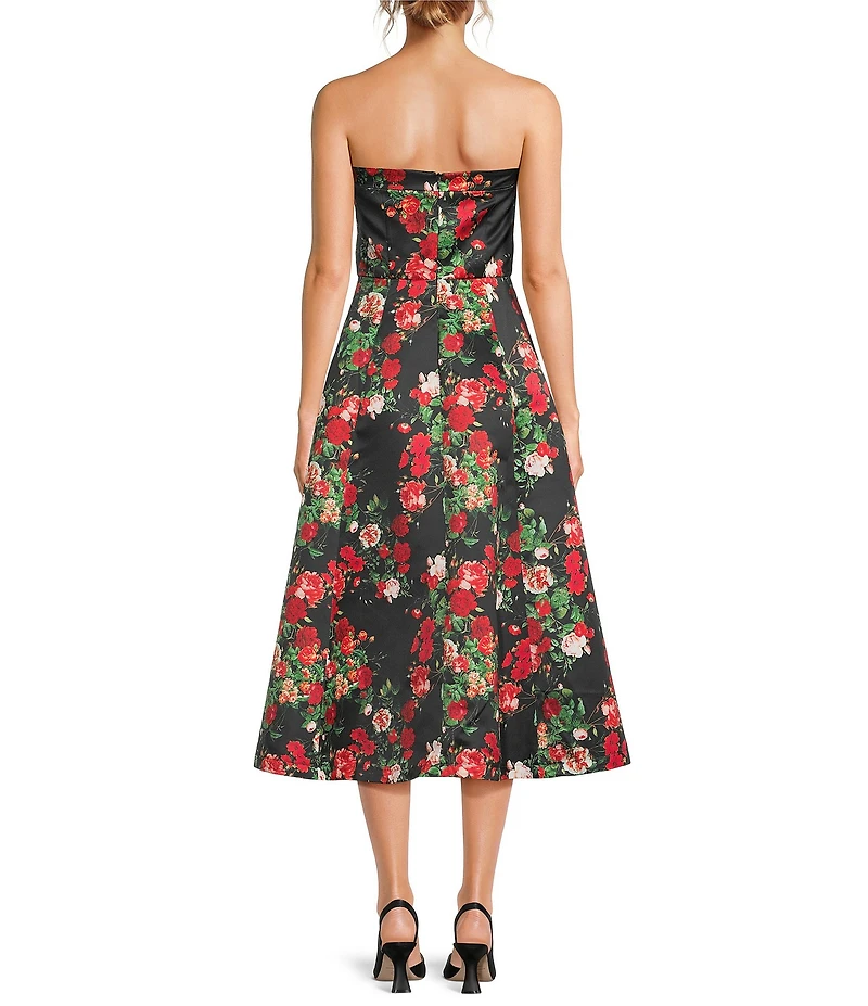 Damaris Bailey Blanca Duchess Satin Sweetheart Neck Strapless Midi Dress