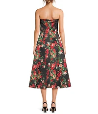 Damaris Bailey Blanca Duchess Satin Sweetheart Neck Strapless Midi Dress