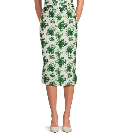 Damaris Bailey Celeste Coordinating Silk Floral Pencil Midi Skirt