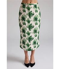 Damaris Bailey Celeste Coordinating Silk Floral Pencil Midi Skirt