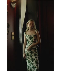 Damaris Bailey Celeste Coordinating Silk Floral Pencil Midi Skirt