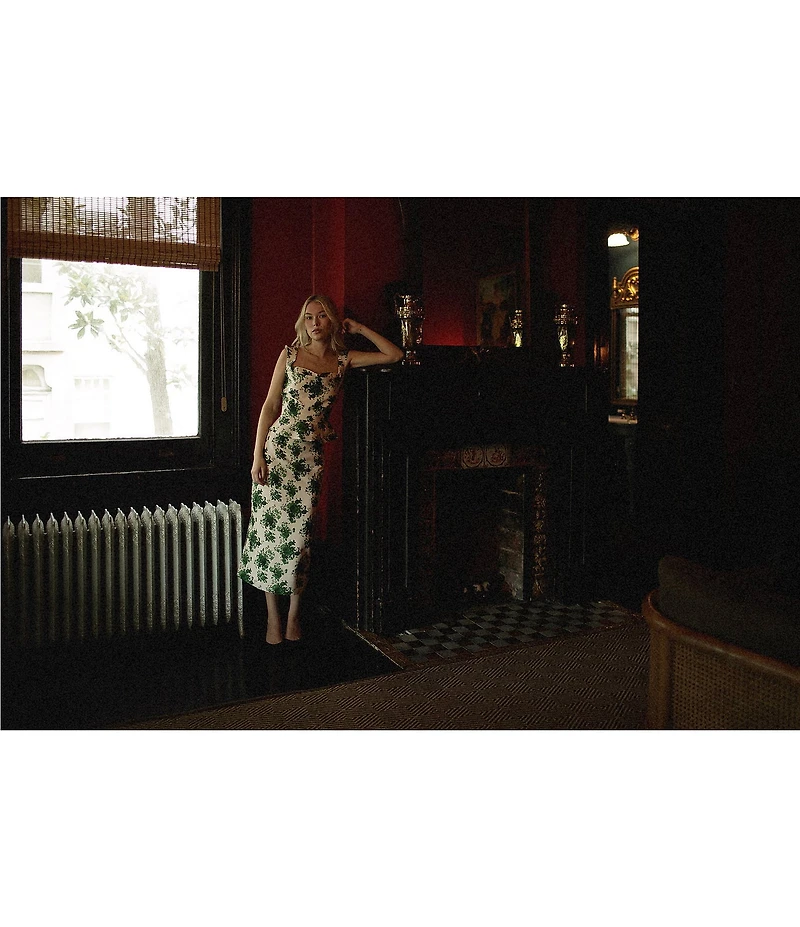 Damaris Bailey Celeste Coordinating Silk Floral Pencil Midi Skirt