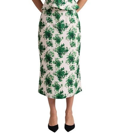 Damaris Bailey Celeste Coordinating Silk Floral Pencil Midi Skirt