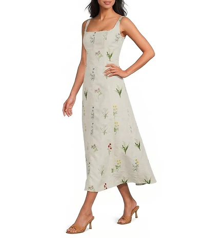 Damaris Bailey Clementine Square Neck Sleeveless A-Line Midi Dress