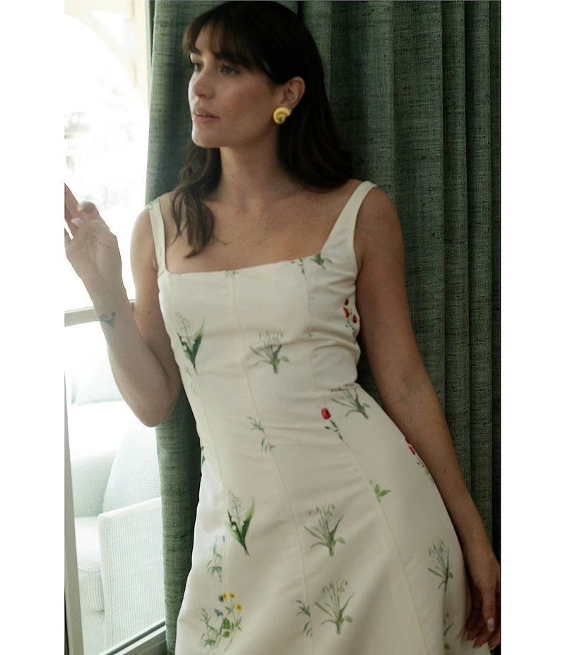 Damaris Bailey Clementine Square Neck Sleeveless A-Line Midi Dress