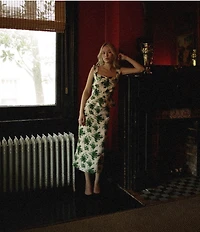 Damaris Bailey Coordinating Celeste Silk Green Floral Print Sweetheart Neckline Corset Peplum Top