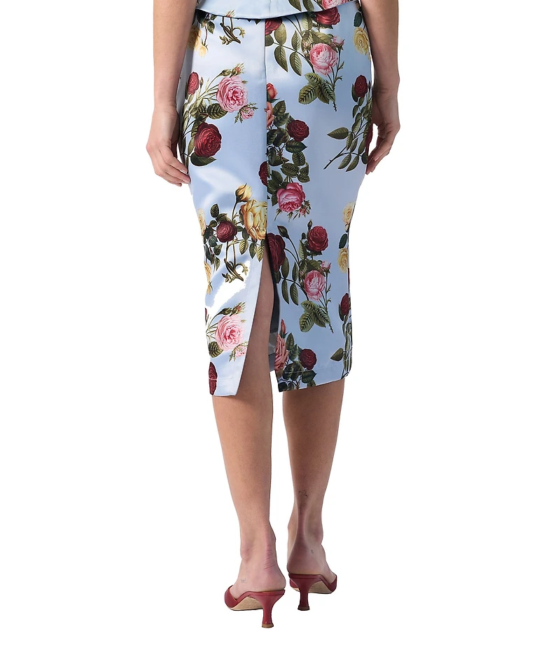 Damaris Bailey Coordinating Delicias Rose Print Pencil Midi Skirt