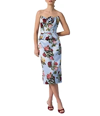 Damaris Bailey Coordinating Delicias Rose Print Pencil Midi Skirt