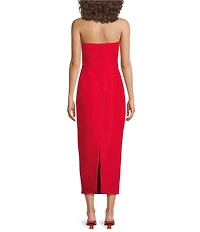 Damaris Bailey Delicias Rosette Corset Applique Flower Strapless Midi Dress