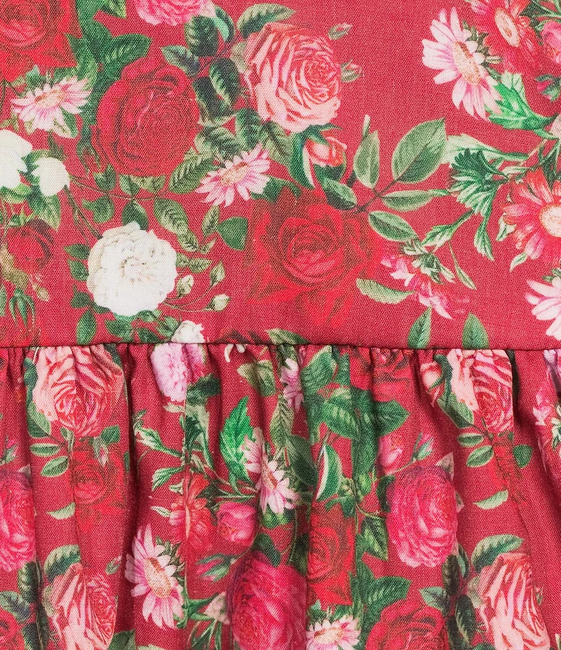 Damaris Bailey Gisella Floral Short Puff Sleeve Round Neck Drop Waist Maxi Dress