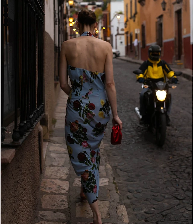 Damaris Bailey Helena Rose Print Halter Neck Sleeveless Sheath Wrap Midi  Dress | Liberty Center
