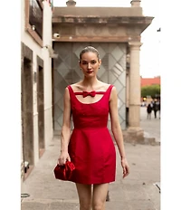 Damaris Bailey Marissa Silk Bow Scoop Neck Sleeveless Mini Dress