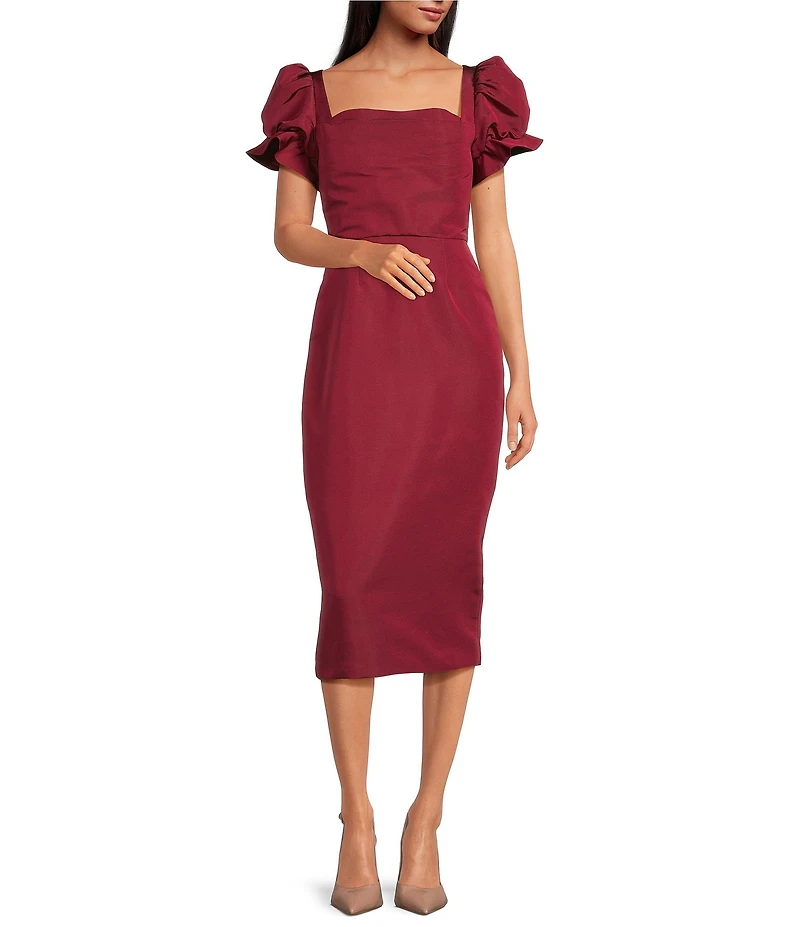 Damaris Bailey Rose Square Neck Silk Midi Dress