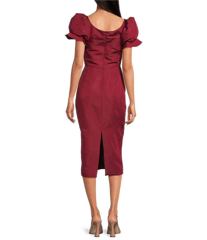 Damaris Bailey Rose Square Neck Silk Midi Dress