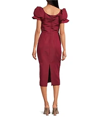 Damaris Bailey Rose Square Neck Silk Midi Dress