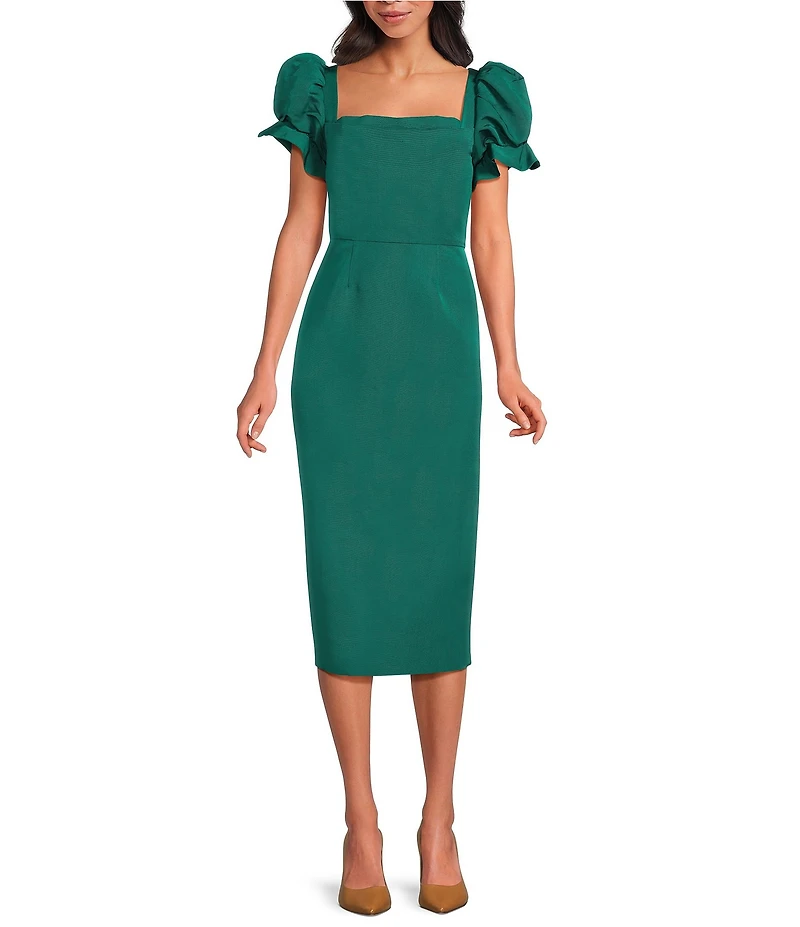 Damaris Bailey Rose Square Neck Silk Midi Dress