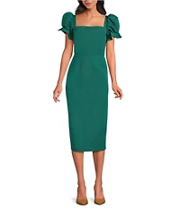Damaris Bailey Rose Square Neck Silk Midi Dress