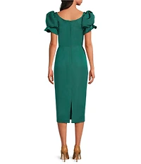 Damaris Bailey Rose Square Neck Silk Midi Dress