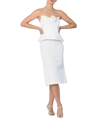 Damaris Bailey Rosette Sweetheart Neck Strapless Silk Corset Peplum Top