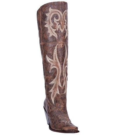 Dan Post Jilted Leather Over-the-Knee Fancy Stitch Western Boots