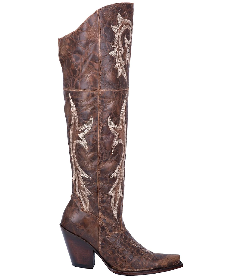 Dan Post Jilted Leather Over-the-Knee Fancy Stitch Western Boots
