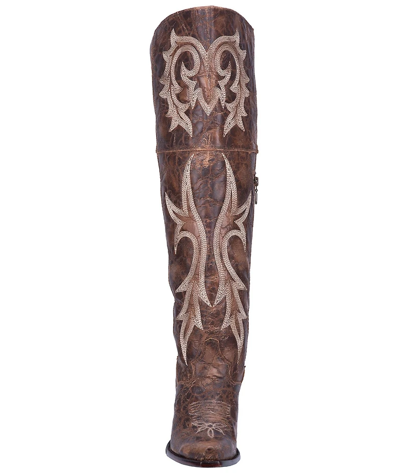 Dan Post Jilted Leather Over-the-Knee Fancy Stitch Western Boots