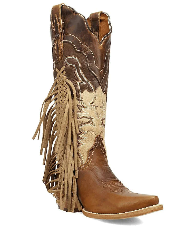 Dan Post Women's Dayla Leather Side Fringe Tall Western Boots
