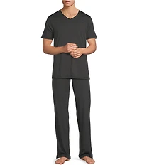 Daniel Buchler Peruvian Pima Cotton Contrast Waistband Sleep Pants