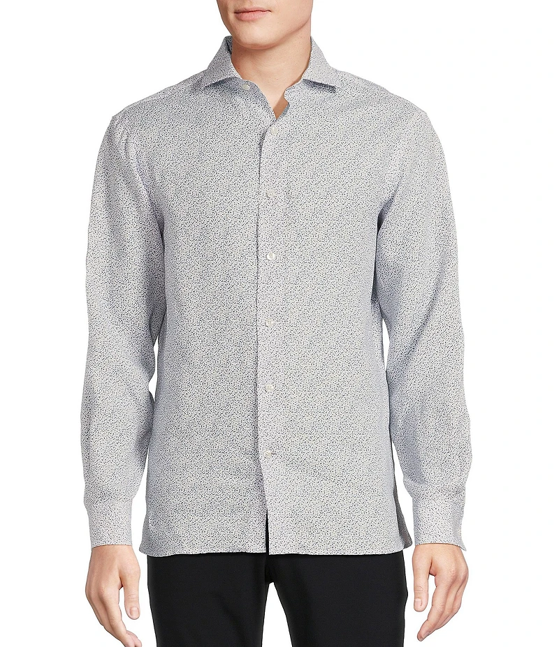 Daniel Cremieux Signature Label Albini Linen Floral Print Long Sleeve Woven Shirt